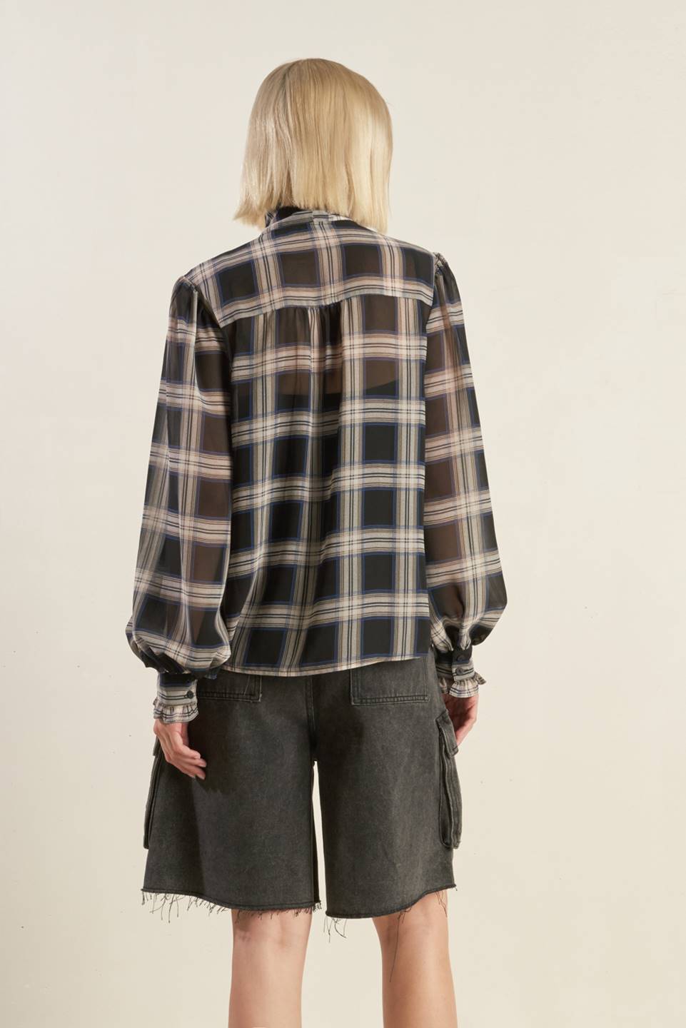 LOVELY INTUITION WOVEN PLAID TOP Flying Tomato